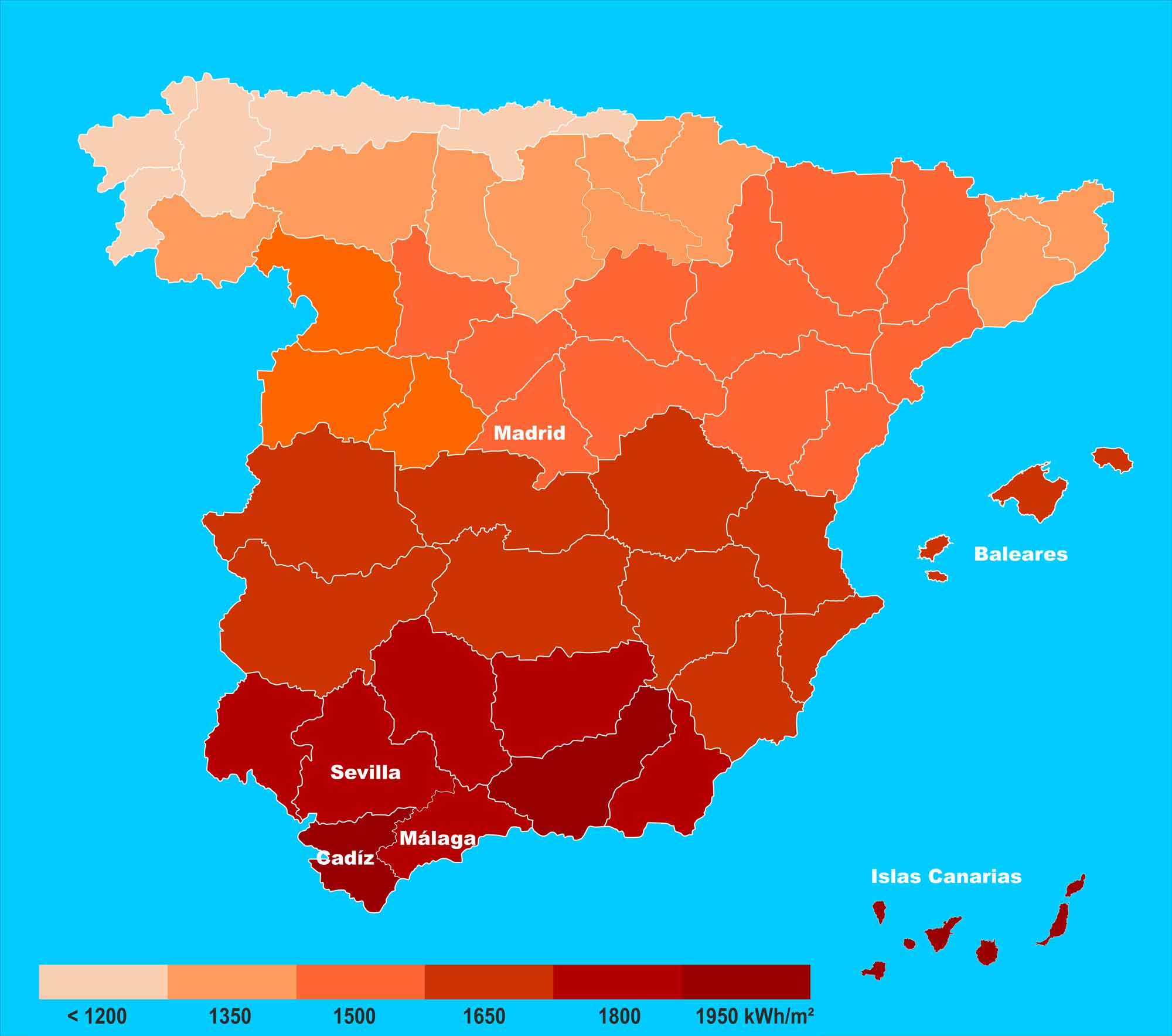 Sonnenstunden in Spanien